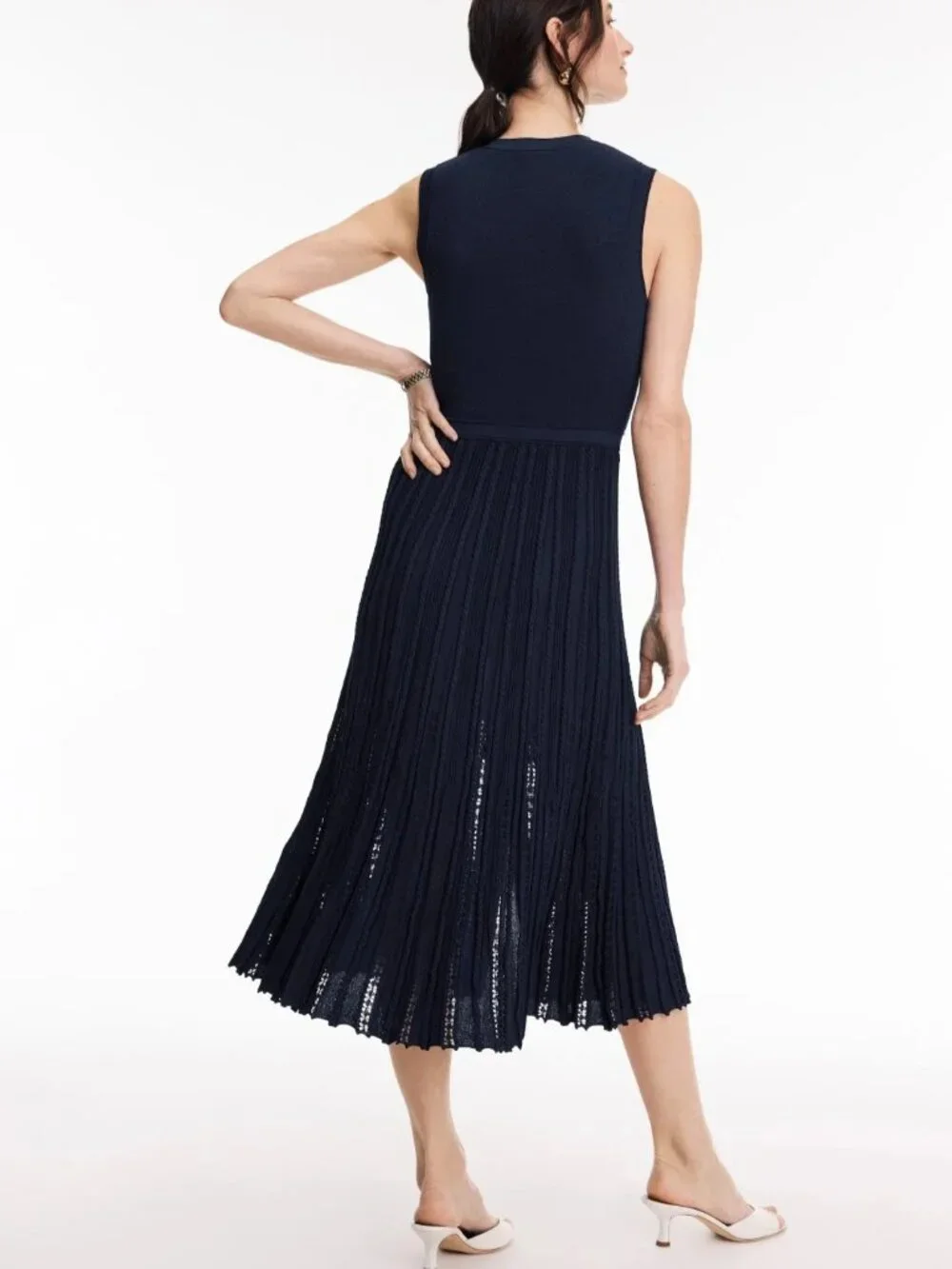 Maje Navy Sleeveless Knit Midi Dress Size 34 US 0 MSRP $445 - Picture 2 of 11